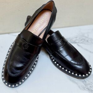 Stuart Weitzman Pearl-Embellished Slip-on Loafers